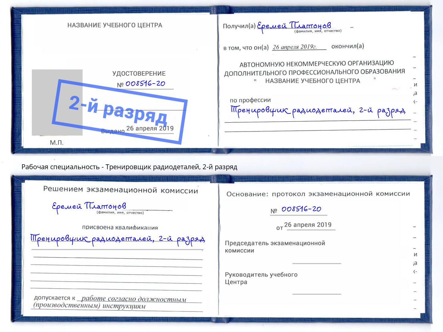 корочка 2-й разряд Тренировщик радиодеталей Михайловск