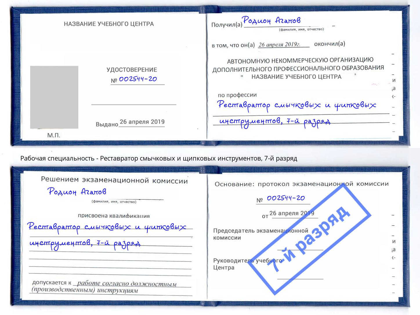 корочка 7-й разряд Реставратор смычковых и щипковых инструментов Михайловск